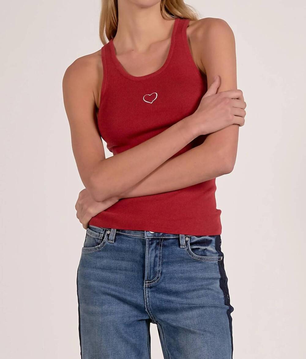 NEW ELAN contrast sweater tank top in red